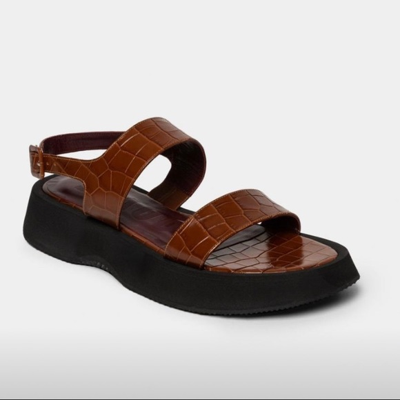 STAUD Shoes - Staud Nicky Brown Croc Sandle